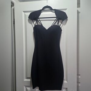 Guess Black Strap-Detail Sweetheart Cocktail Dress